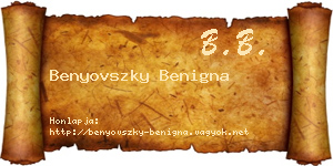 Benyovszky Benigna névjegykártya